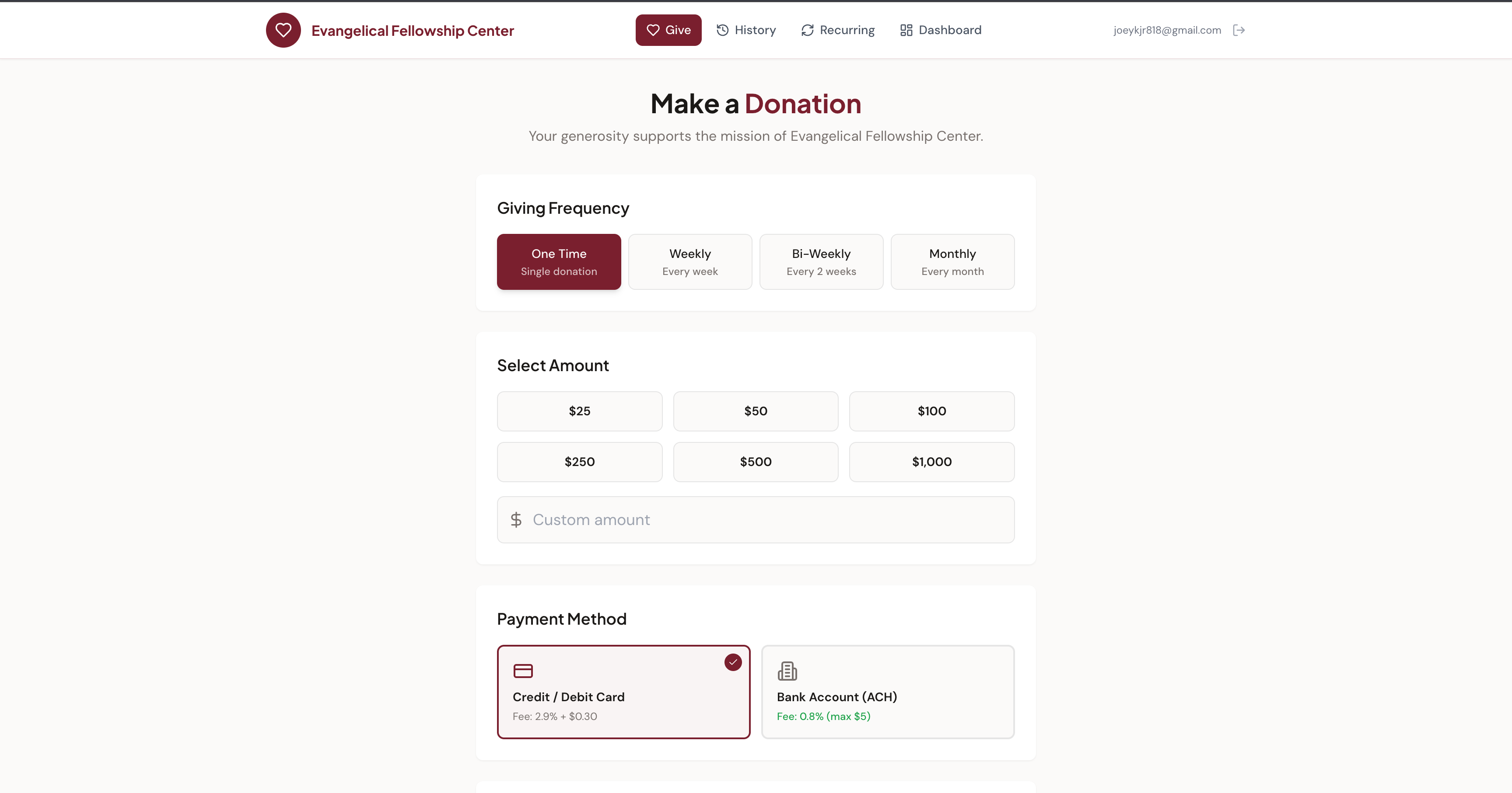 Branded Giving Page — Donation Form