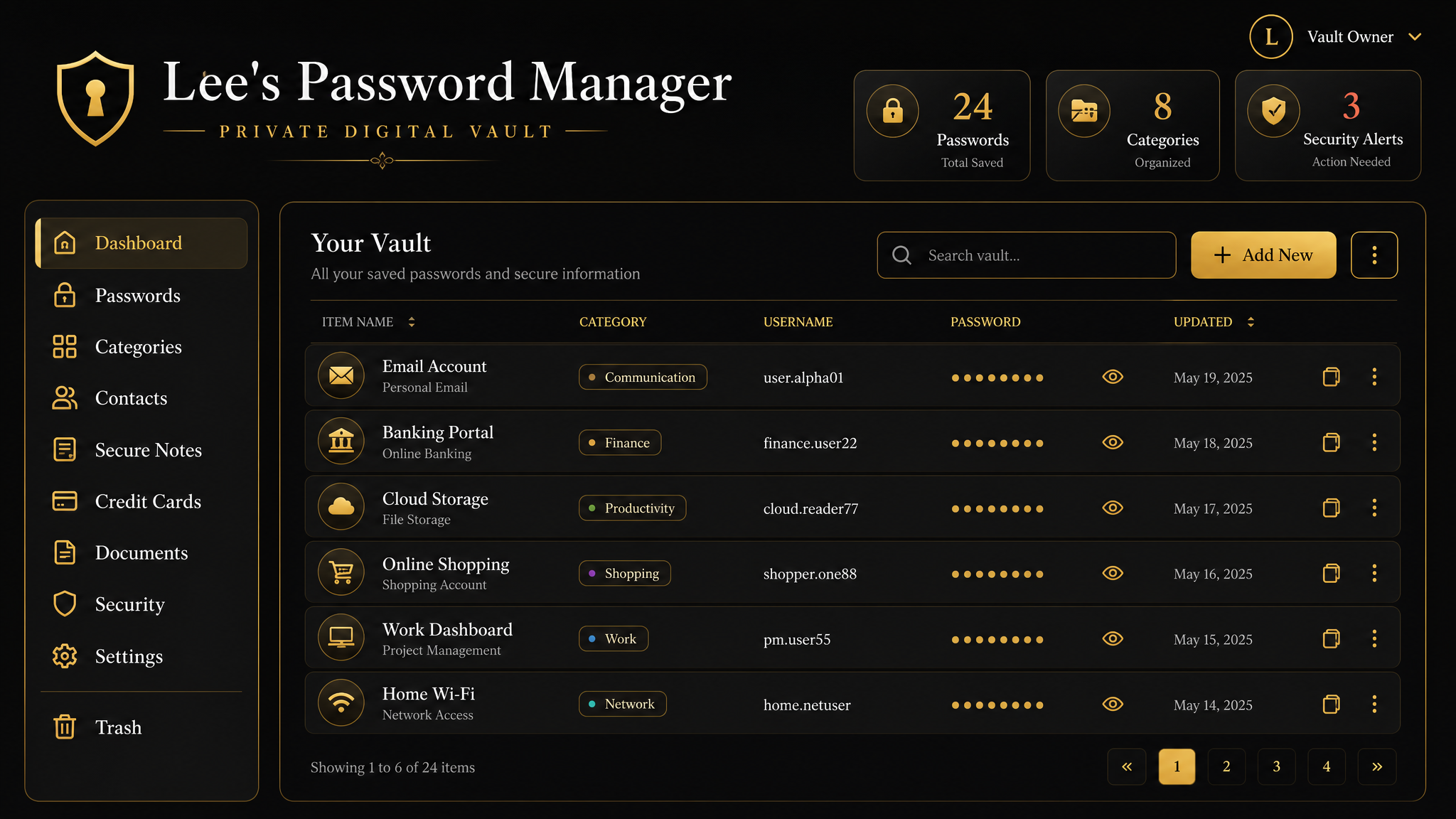 Lee's Password Manager — Private Encrypted Digital Vault — real project screenshot from the live platform