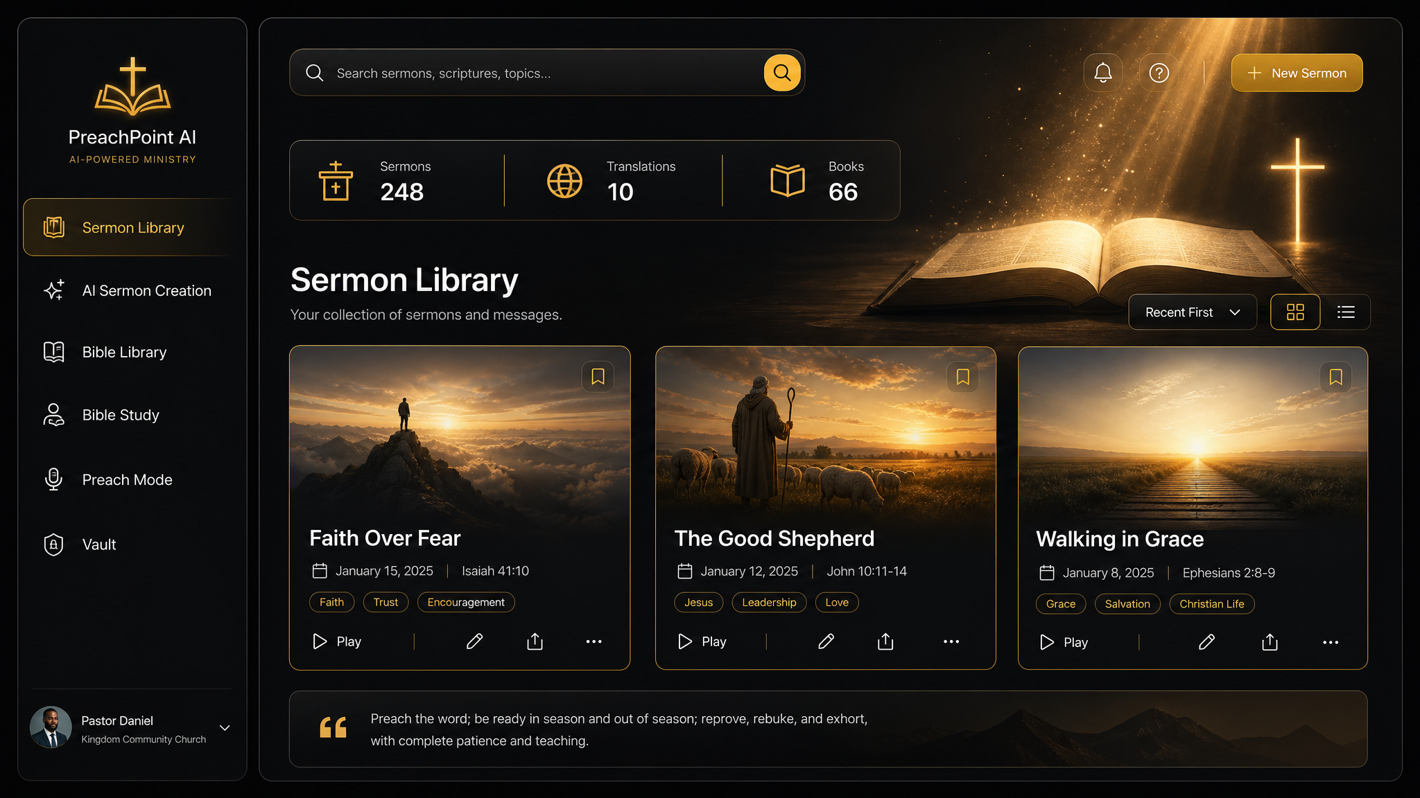 Bishop Smith's Sermon Assistant — Custom AI-Powered Ministry Platform — real project screenshot from the live platform